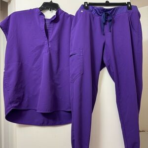 FIGS Zamora Jogger Scrub Pants & Rafael Top Set – Size XL Vibrant Purple